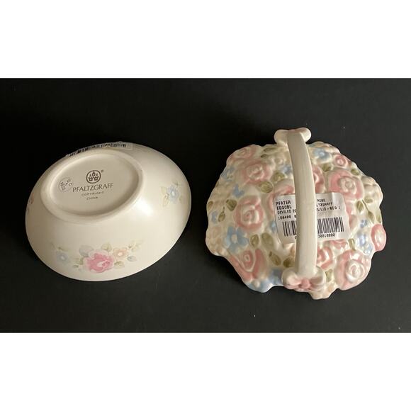 Vtg Pfaltzgraff Tea Rose Small Basket w Lid for Deviled Egg Holder 12039A NWOB - Picture 3 of 9